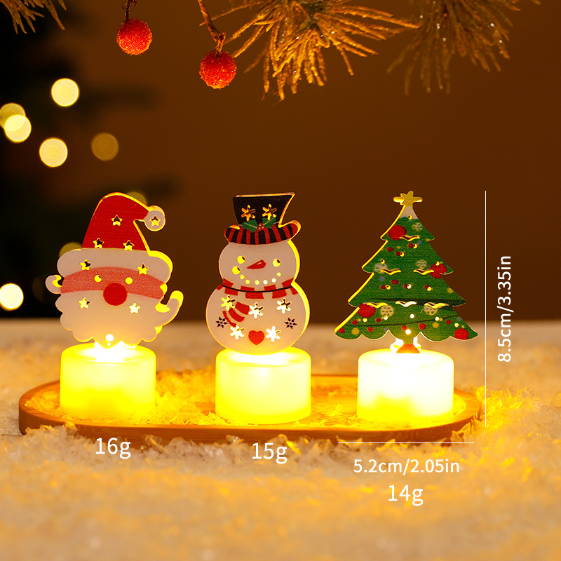 Santa, snowman and tree LED Christmas decorations with a warm glow